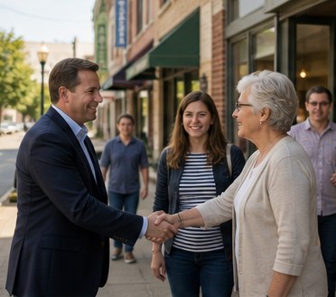 Fictional Grassroots Organizing campaign event photo.