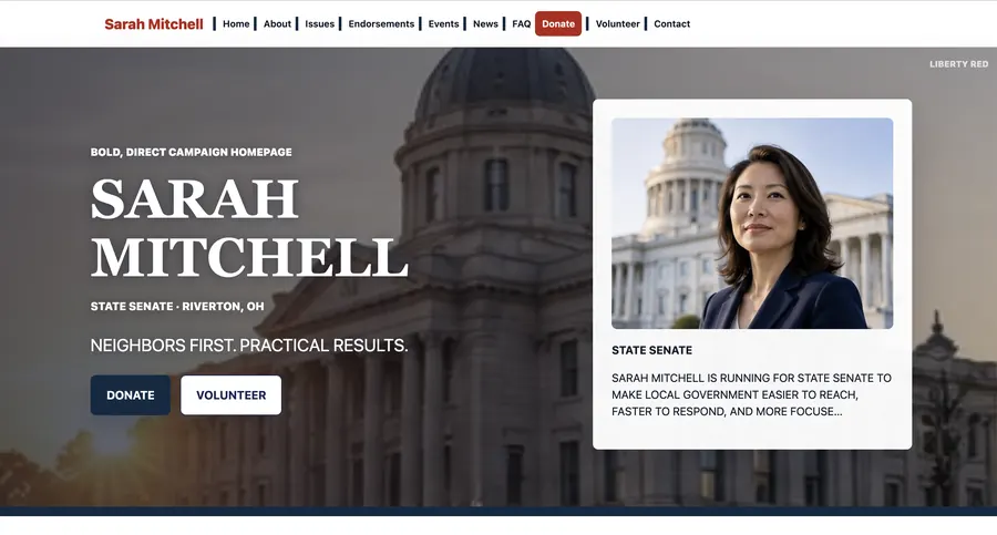 Liberty Red campaign website template preview