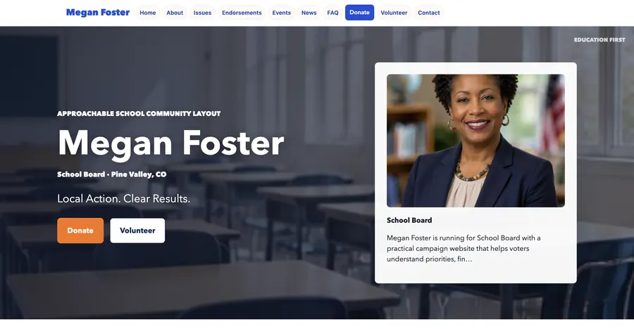 Education First campaign website template preview